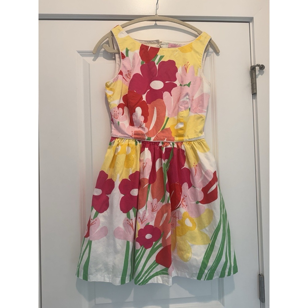 Lilly Pulitzer Sz 6 Floral Fit Flare Dress Sleeveless Keyhole Back Cotton Lined - Picture 2 of 11